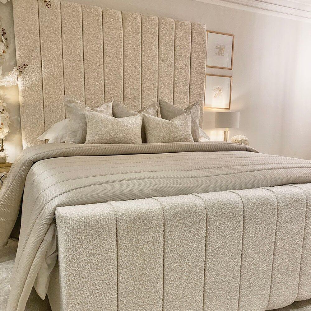 Luxury Cream Boucle Panel Bed